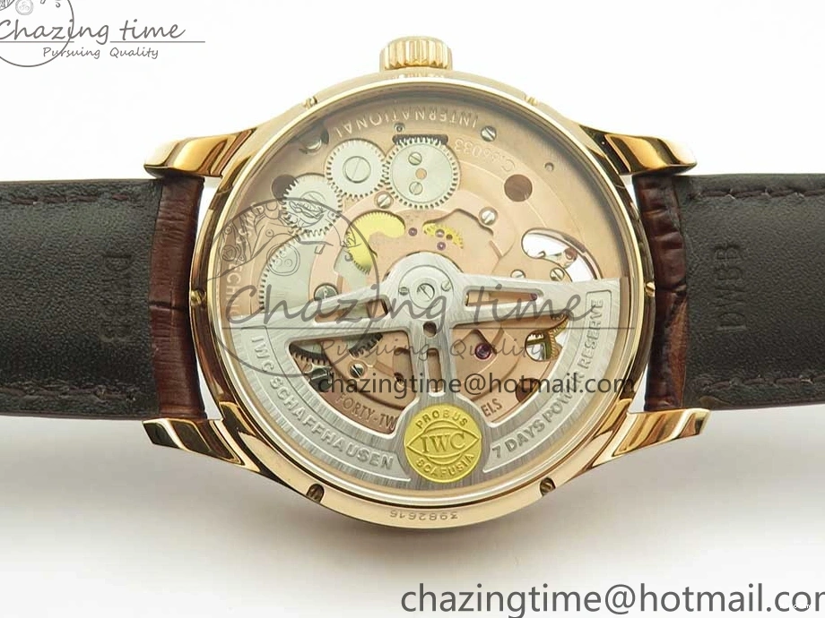 MIROTIME 0217 Portuguese Tourbillon IW5046 RG ZF Best Edition White Dial on Brown Leather Strap UrbanStyle 7144